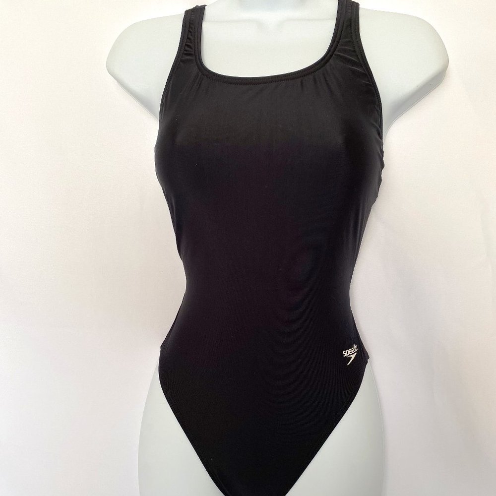 NEW Black Speedo One Piece Black Bathing Suit, size 6 or 8, unworn